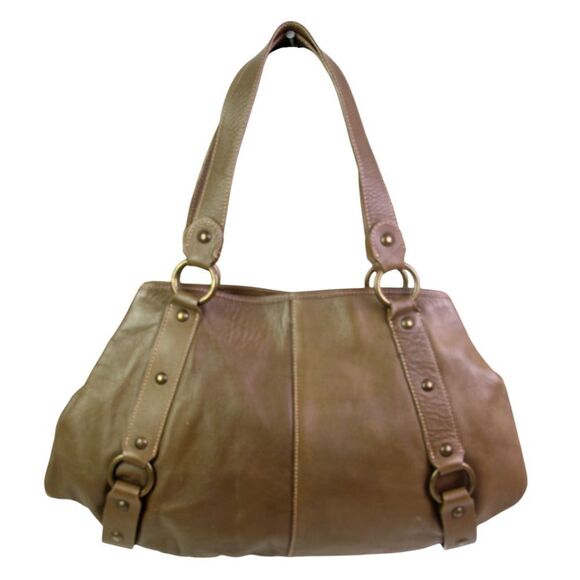 Maurizio Taiuti ITALY HUSKY BROWN REAL LEATHER SHOULDER BAG PURSE TOTE HANDBAG - Picture 2 of 12